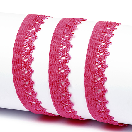 Резинка бельевая ажурная 12 мм ярко-розовый фото 2