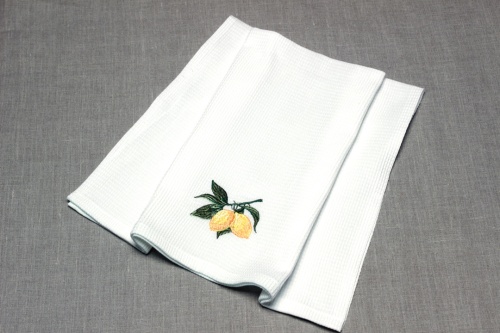 Полотенце вафельное с вышивкой "Лимоны", 70*50 см