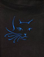 "Кошка контурная голубая" на футере 3х нитка петля 100% хлопок черный 50 см