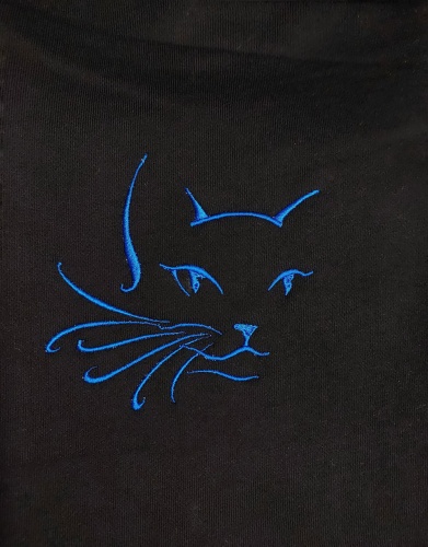 "Кошка контурная голубая" на футере 3х нитка петля 100% хлопок черный 50 см