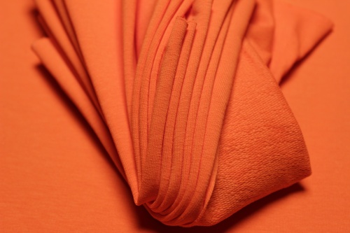 Футер с лайкрой 2-х нитка петля (95% хб) оранжевый артикул 01-1468 фото 3